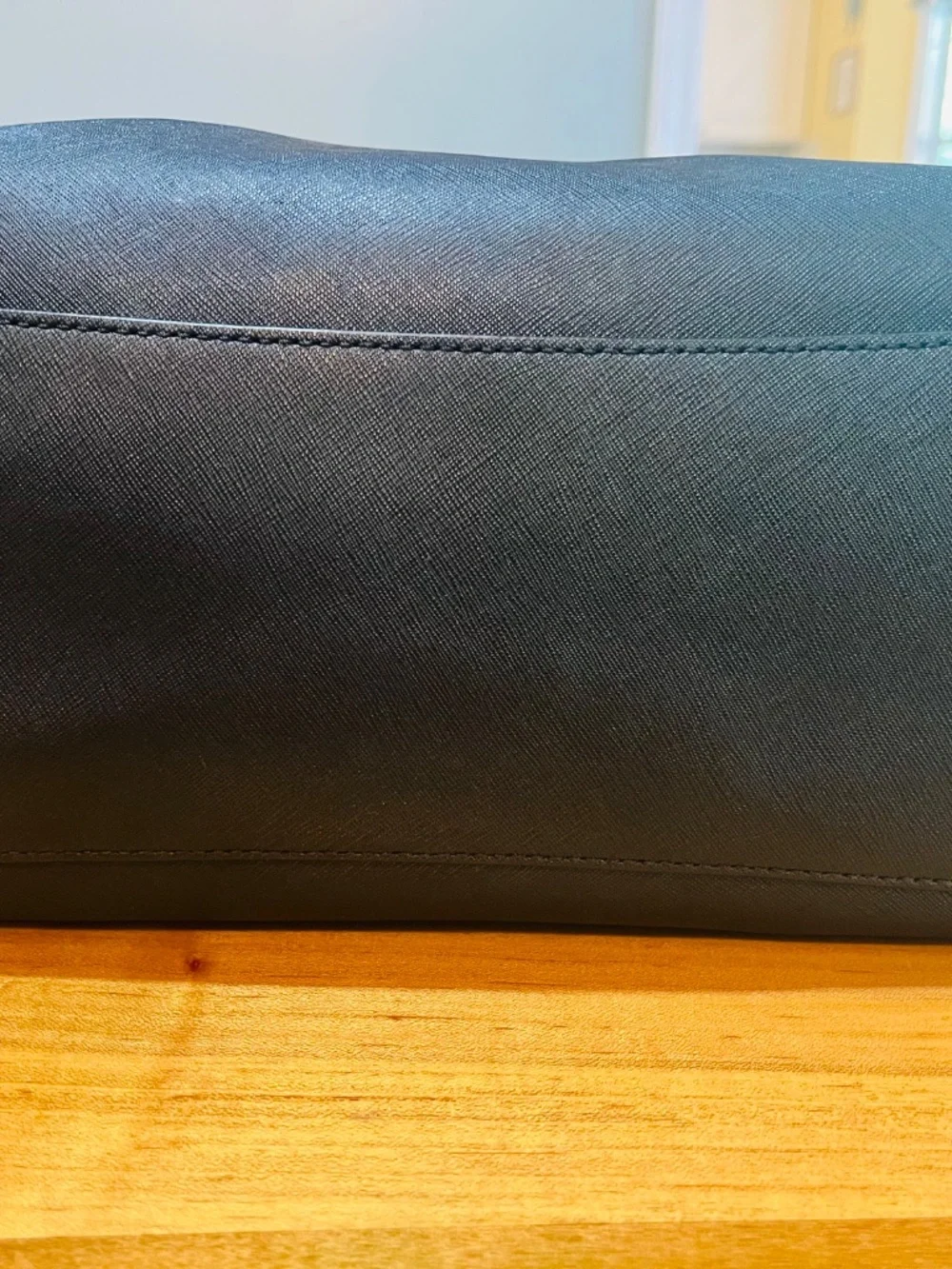Michael Kors Black Large Saffiano Leather Satchel Silver with Black Wallet